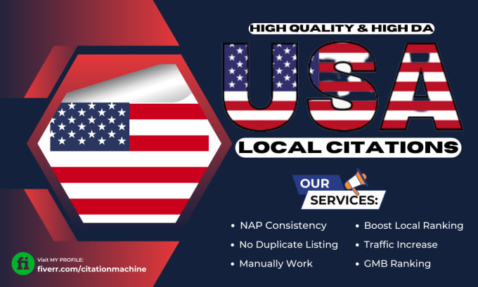 Gig Preview - Do top USA local citations for local business SEO