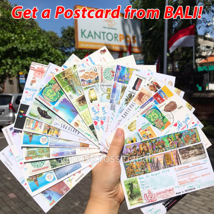 Gig Preview - Send postcard with indonesian postal stamp from bali