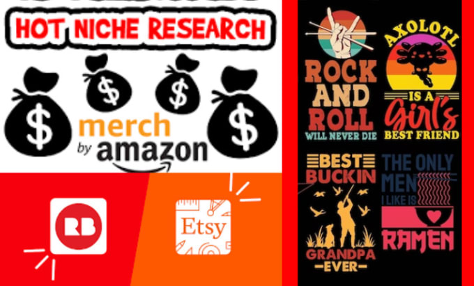 Gig Preview - Research t shirt design niches and keywords for MBA redbubble