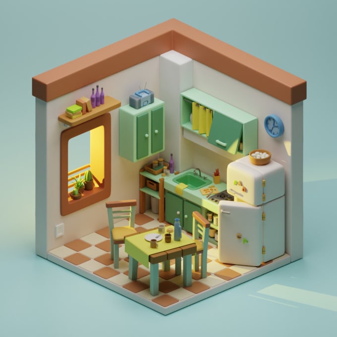 Gig Preview - Do a isometric 3d room for on blender