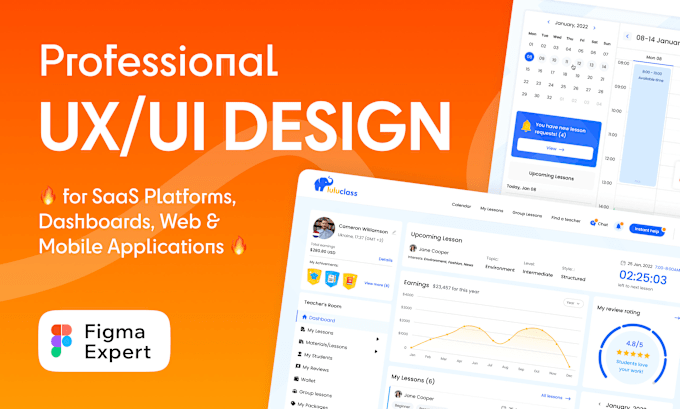 Gig Preview - Do figma UX UI design for saas, dashboard, platform web or mobile app website