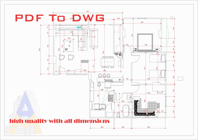 Gig Preview - Convert PDF or sketch to dwg floor plan