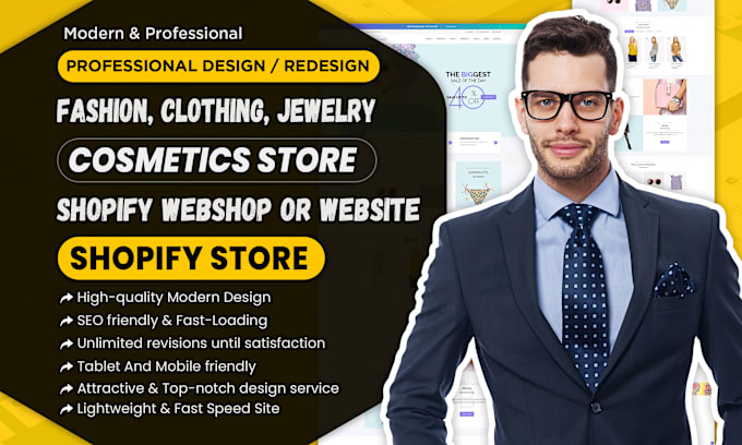 Gig Preview - Design shopify webshop for fashion, clothing,jewelry, cosmetics store or website