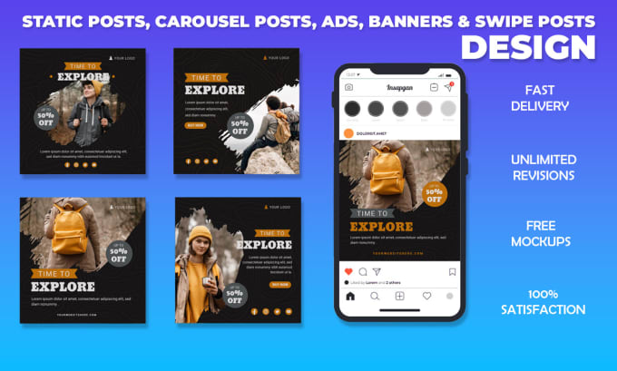 Gig Preview - Create attractive social media posts, carousel posts, banners, and ads design