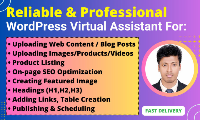 Gig Preview - Do blog posting, content upload as virtual assistant or wordpress va