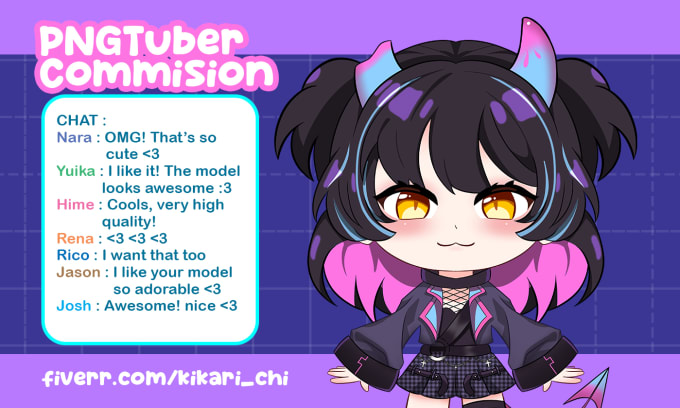 Gig Preview - Draw custom cute chibi pngtuber avatar in vtuber anime style for streams