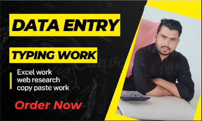 Gig Preview - Typing work, data entry, excel and web research in 24hrs