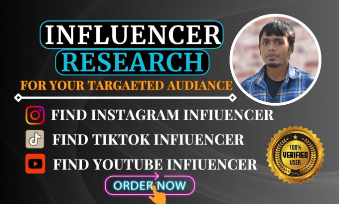 Gig Preview - Find instagram, tiktok, youtube influencer research and marketing for your brand