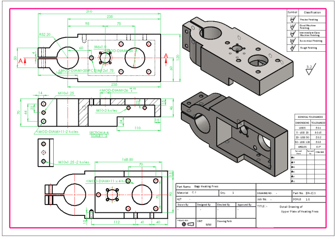 Gig Preview - Do 2d gdt technical drawing dwg dxf of 3d for manufacturing