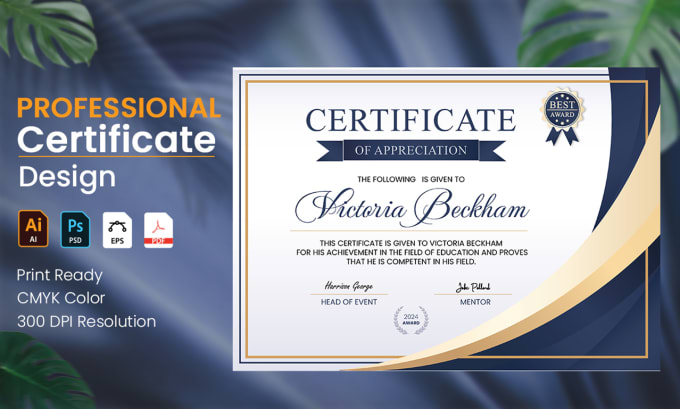 Gig Preview - Do professional or creative award diploma certificate design