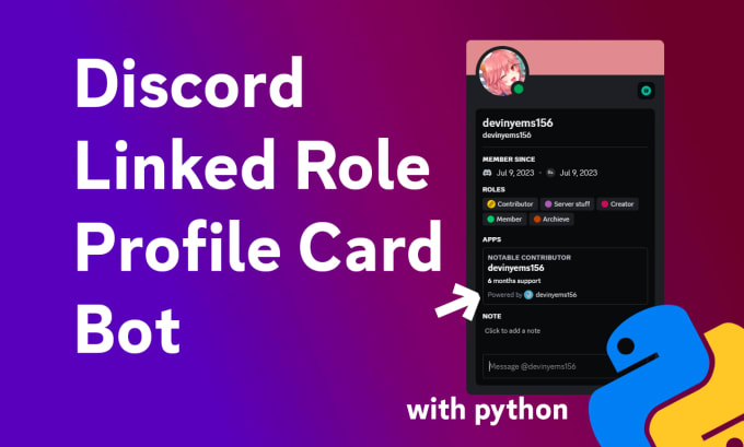 Gig Preview - Create a discord linked role profile card bot