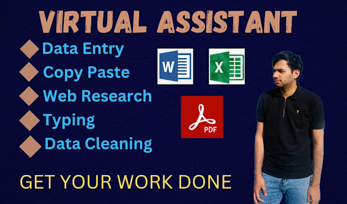 Gig Preview - Be your virtual assistant for data entry, cleaning, copy paste and web research