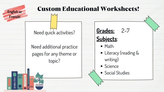 Gig Preview - Design custom educational worksheets