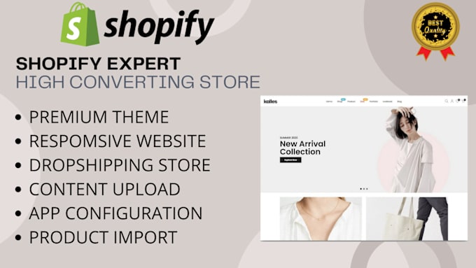 Gig Preview - Create your shopify dropshipping store with winning products