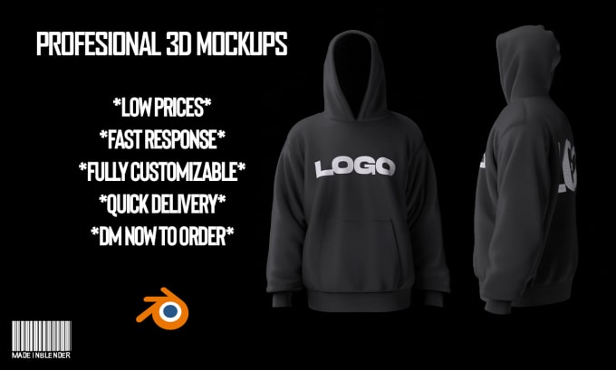 Gig Preview - Create a 3d hoodie mockup