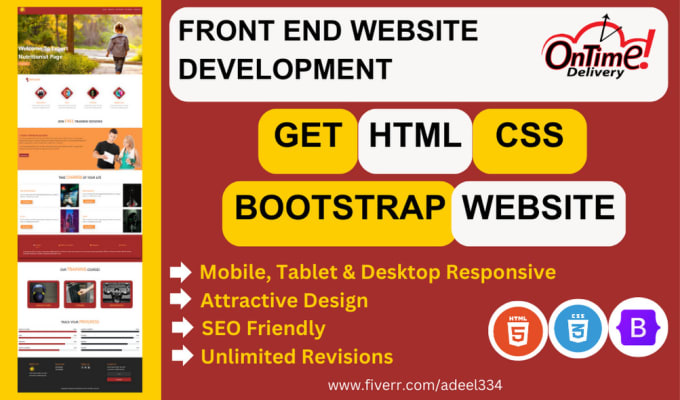 Gig Preview - Build your fully responsive front end website with bootstrap