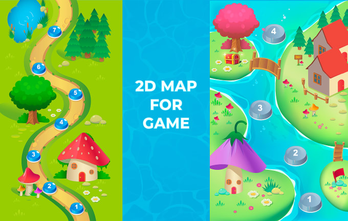 Gig Preview - Create a vector game map, background, environment