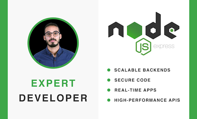 Gig Preview - Be your node js developer for custom apis, web applications