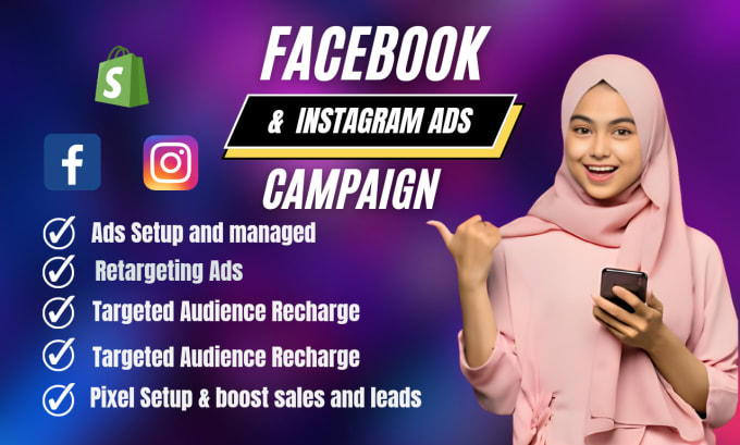 Gig Preview - Setup and run shopify facebook ads campaign,fb ads and instagram ads campaign