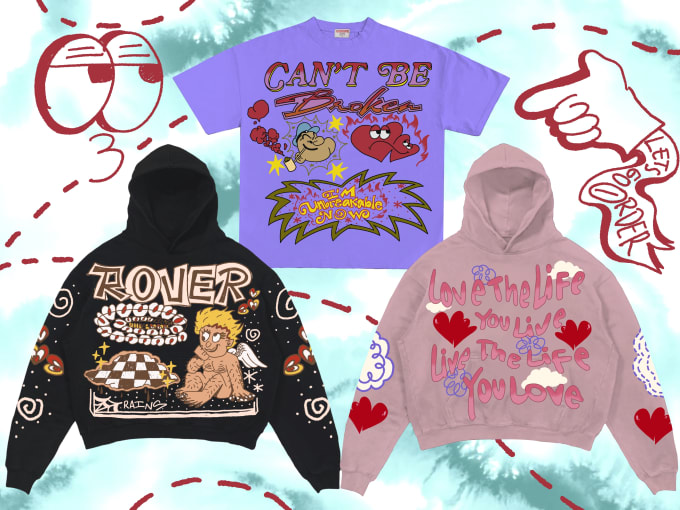 Gig Preview - Create edgy, y2k, illustration aesthetic streetwear artwork