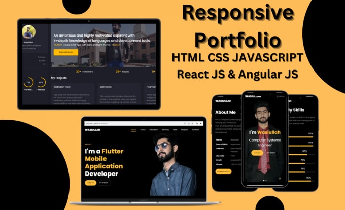 Gig Preview - Create portfolio website with HTML, CSS, and javascript