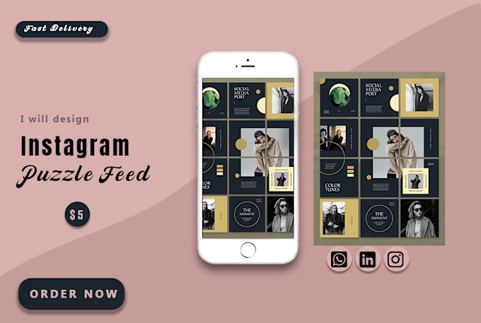 Gig Preview - Design a beautiful instagram puzzle grid for your profile