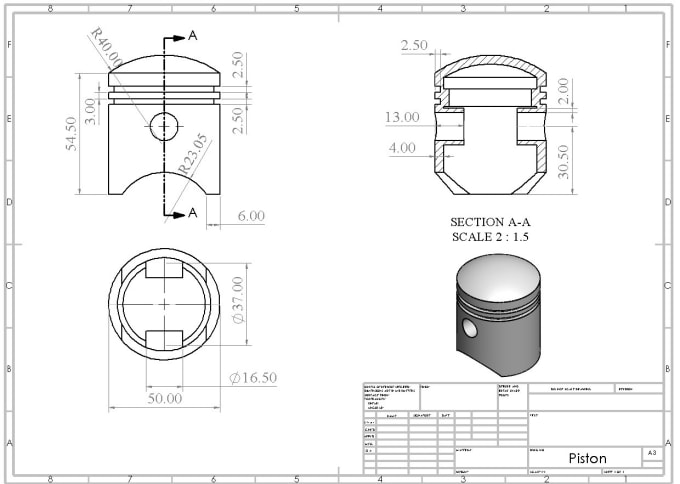 Gig Preview - 2d mechanical drawing, technical drawing in solidworks and autocad