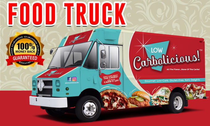 Gig Preview - Attractive box truck wrap, box trailer, food trailer, event trailer wrap design