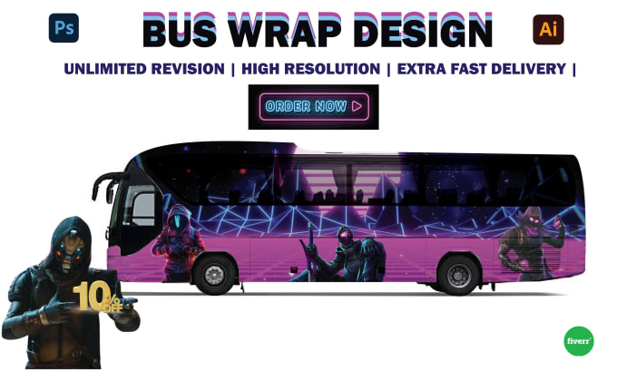 Gig Preview - Create graphic vehicle wrap decal for bus car truck van