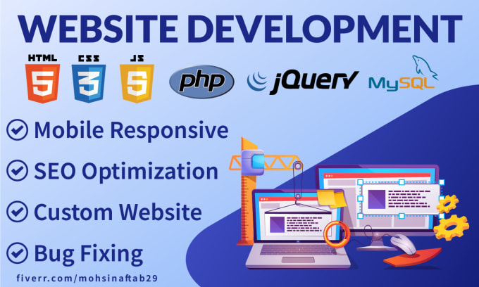 Gig Preview - Do front end backend website development using HTML CSS javascript PHP mysql