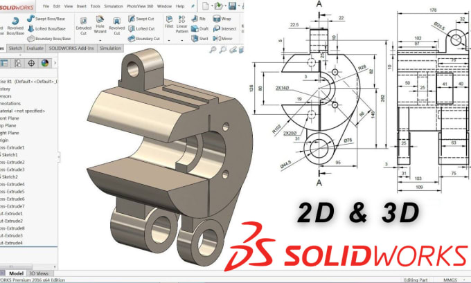 Gig Preview - Design 2d and 3d cad model on solidworks