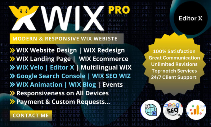 Gig Preview - Responsive wix website, wix editor x, wix redesign, wix blog, wix store, wix seo