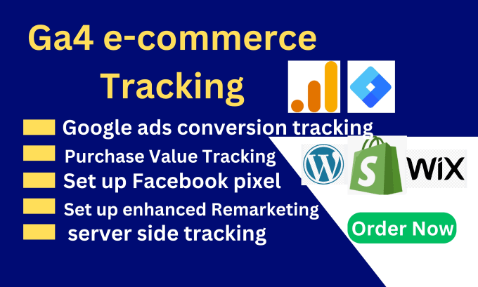 Gig Preview - Setup ga4 ecommerce tracking conversion tracking google analytics 4 with GTM