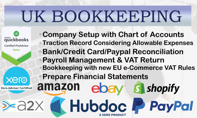 Gig Preview - Do bookkeeping, payroll, file UK vat return, accounting report quickbooks xero