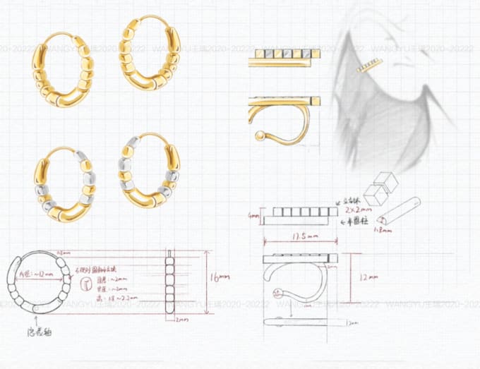 Gig Preview - Drawing customised jewellery sketch