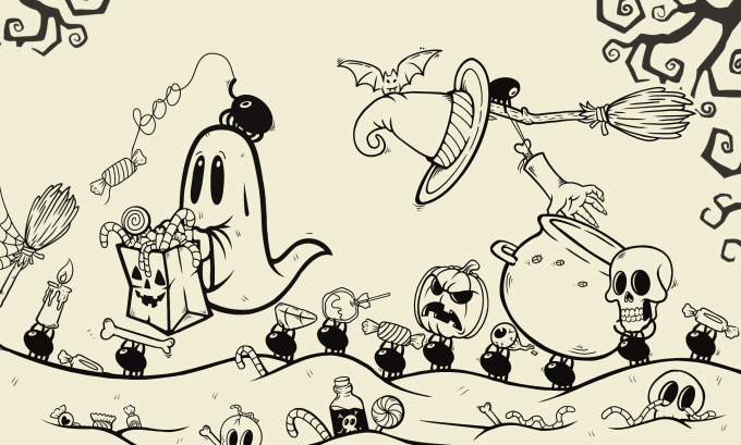 Gig Preview - Draw simple line art for your halloween in 24 hour