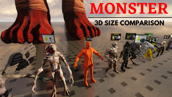 Gig Preview - Creat viral 3d size comparison video for you