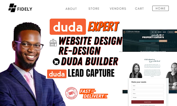 Gig Preview - Duda website design, duda redesign, duda lead capture page