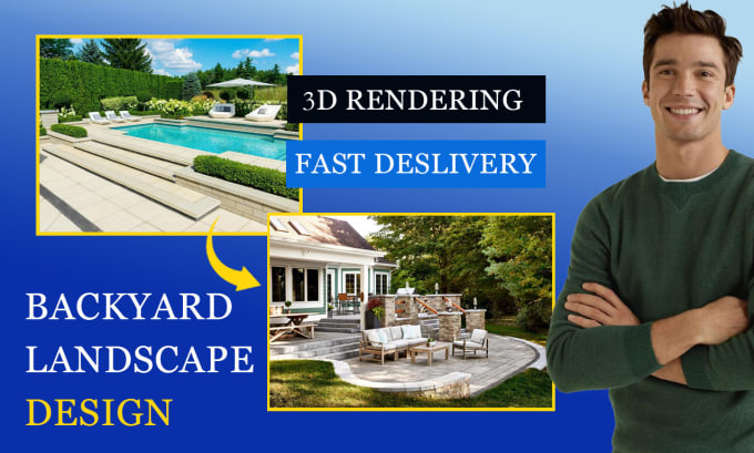 Gig Preview - Design your garden backyard, terrace, pool, patio, fireplace, and deck