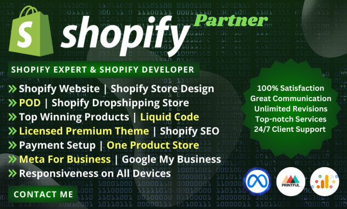 Gig Preview - Shopify store, shopify dropshipping store, one product store, pod, shopify SEO