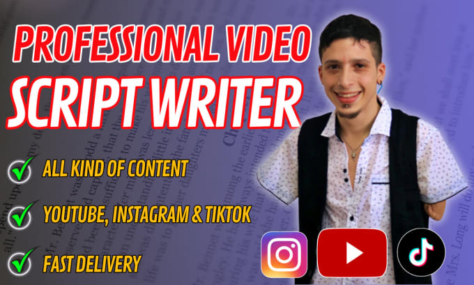 Gig Preview - Write a video script for youtube instagram or tiktok