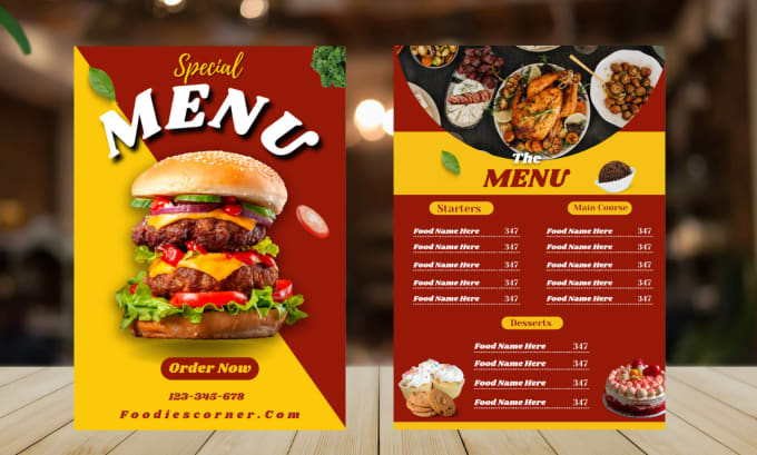 Bestseller - create tempting food truck menu, resturant, bar, bakery menu