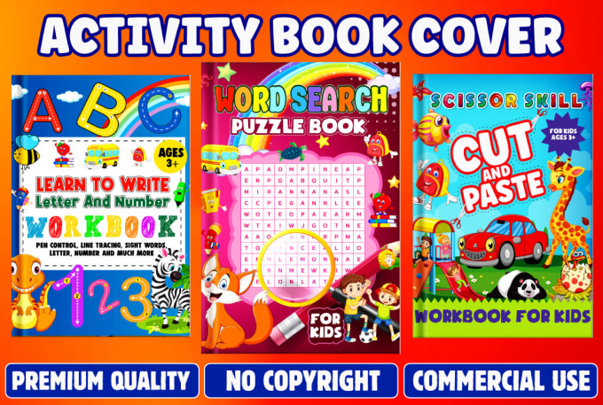 Gig Preview - Design creative kids and adult activity book cover, coloring book cover for KDP