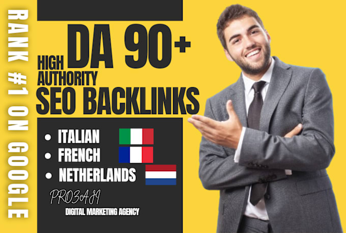 Gig Preview - Provide dofollow netherland, itay, france backlinks from high da white hat SEO