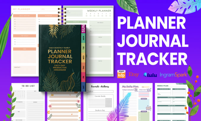 Gig Preview - Design kdp journal planner notebook logbook tracker kdp low content book cover