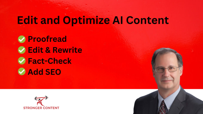 Gig Preview - Proofread, edit, fact check, and add SEO to your ai content