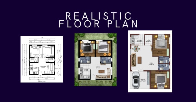 Gig Preview - Do stunning photoshop rendering for your architectural floor plans