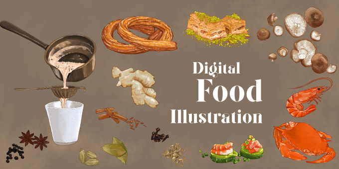 Gig Preview - Do digital food illustration