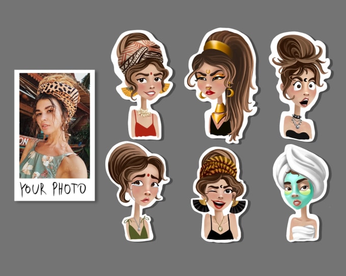 Gig Preview - Draw you customised portrait stickers