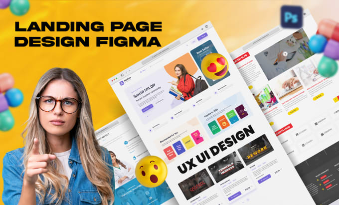 Gig Preview - Do website ui ux, web page, modern landing page design with figma